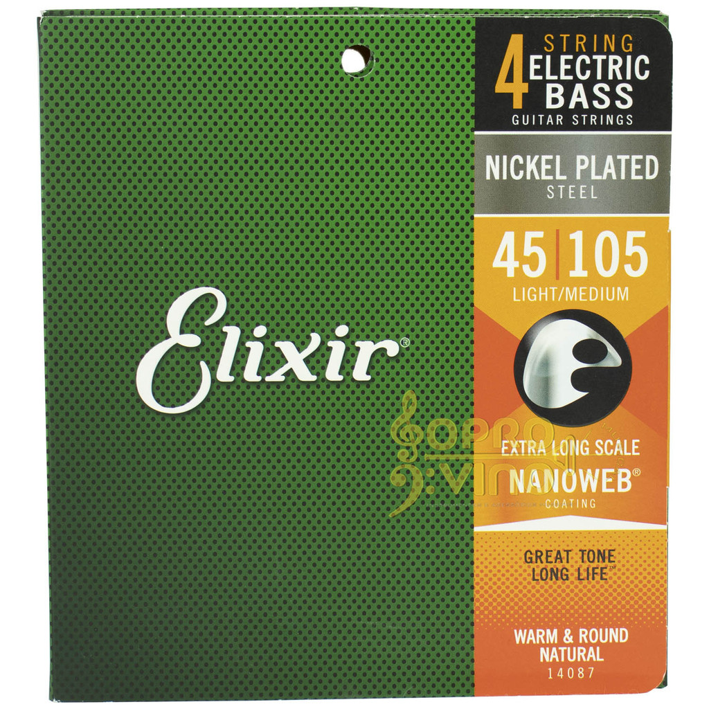 Encordoamento Contra Baixo 4 cordas .045/100 Light/Medium Nanoweb Elixir Cod. 3220