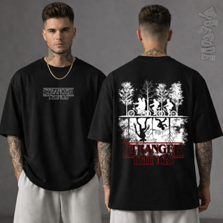 Camiseta Streetwear Oversized Stranger Things Unissex Estampa Exclusiva dos Personagens em Oferta na Shopee