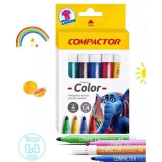 CANETINHA HIDROC COLOR C/6 CORES JUMBO COMPACTOR em Oferta na Shopee
