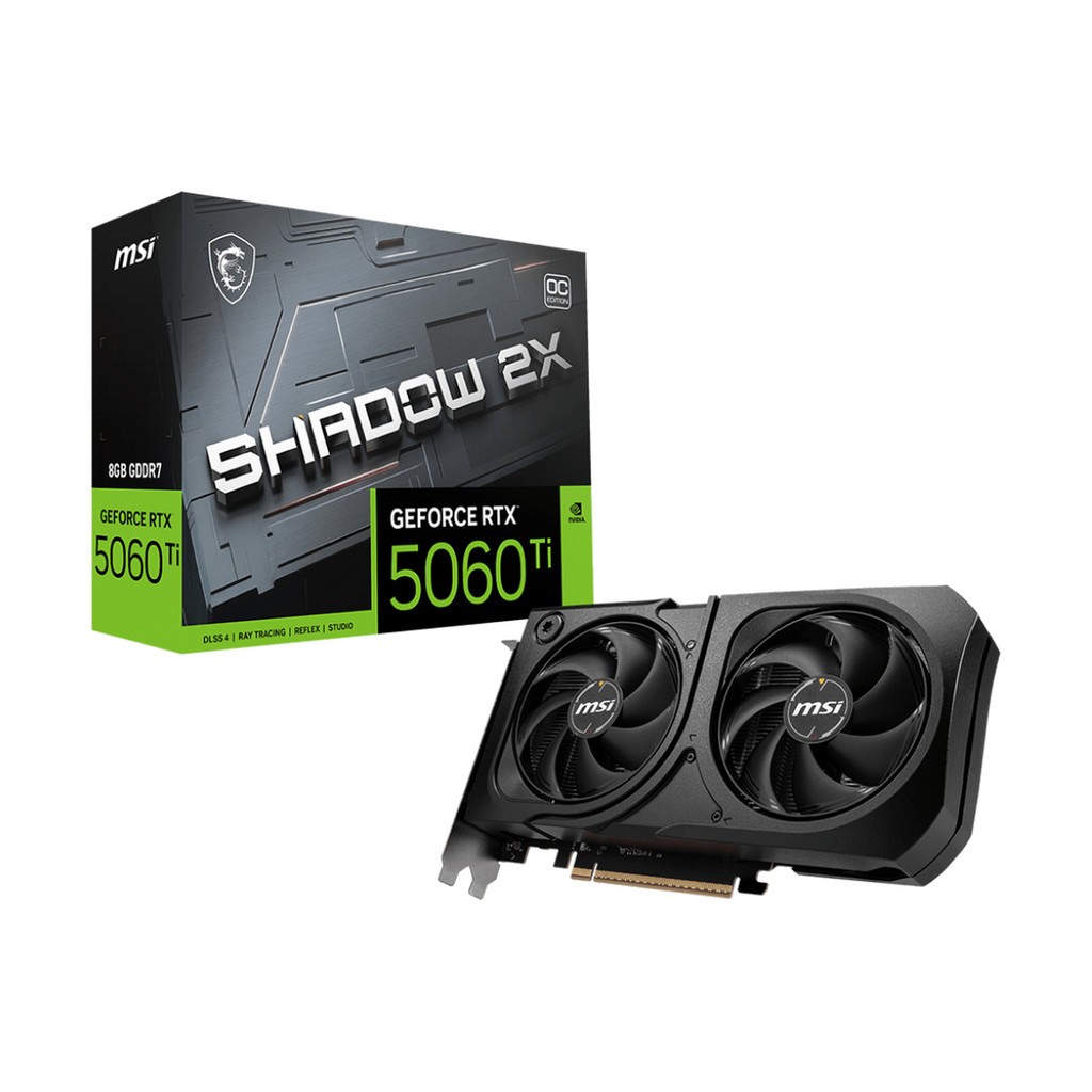 Placa de Vídeo MSI GeForce RTX 5060 Ti SHADOW 2X OC PLUS, 8GB, GDDR7, 128-bit, G506T8S2CP