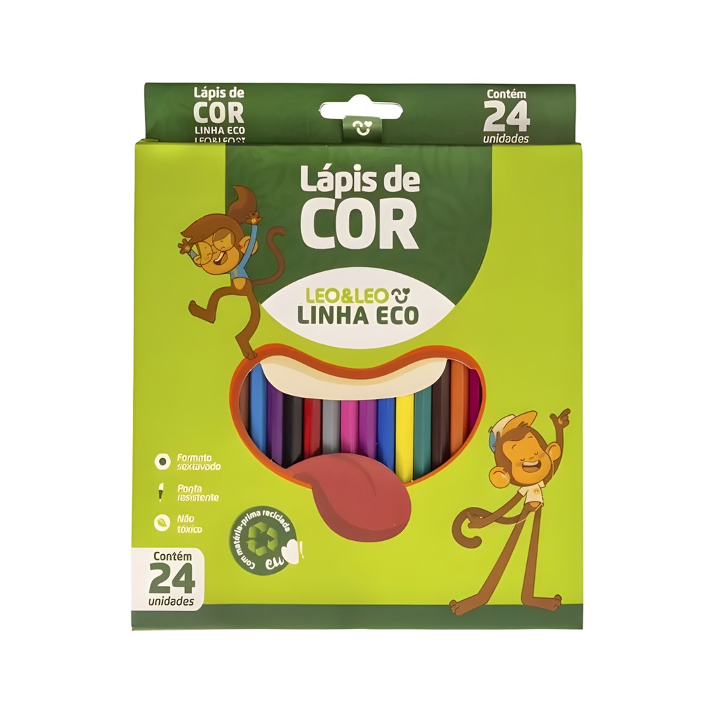 Lápis 24 Cores Resina Sextavado Ecológico Leo&Leo Leonora - 4222 em Oferta na Shopee