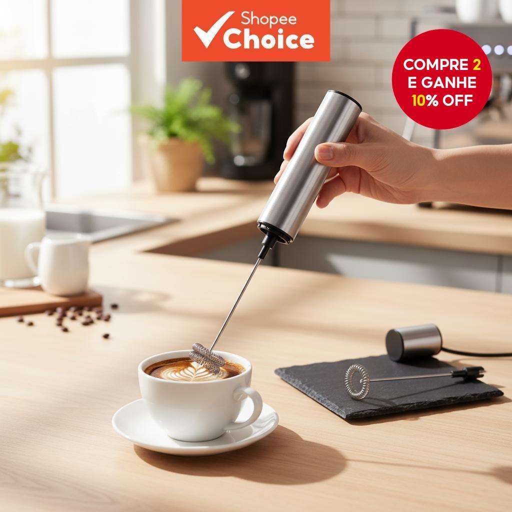 Batedor de Leite Elétrico USB Portátil, Misturador de Bebidas, Liquidificador de Café, Batedor de Ovos, Aparelho