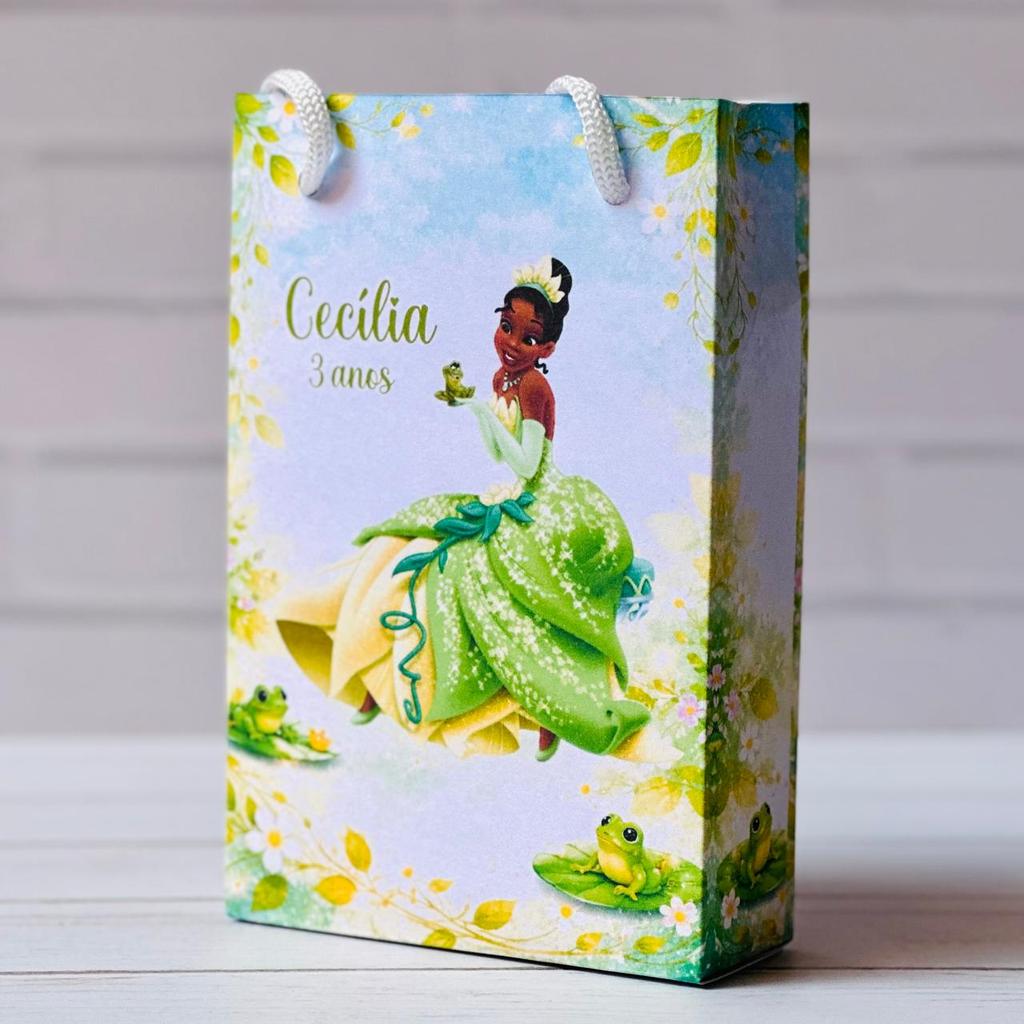 Sacolinha Tiana Princesa e o Sapa  | Personalizada Com Nome | Mimos Festa Aniversário Lembrancinhas Personalizados