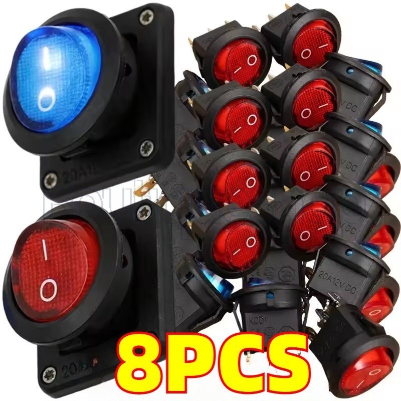 Interruptor Oscilante LED 12V-Botão Liga/Desliga-Controlador De Circuito De Luz Azul Vermelha-De Fio De Modificação De C
