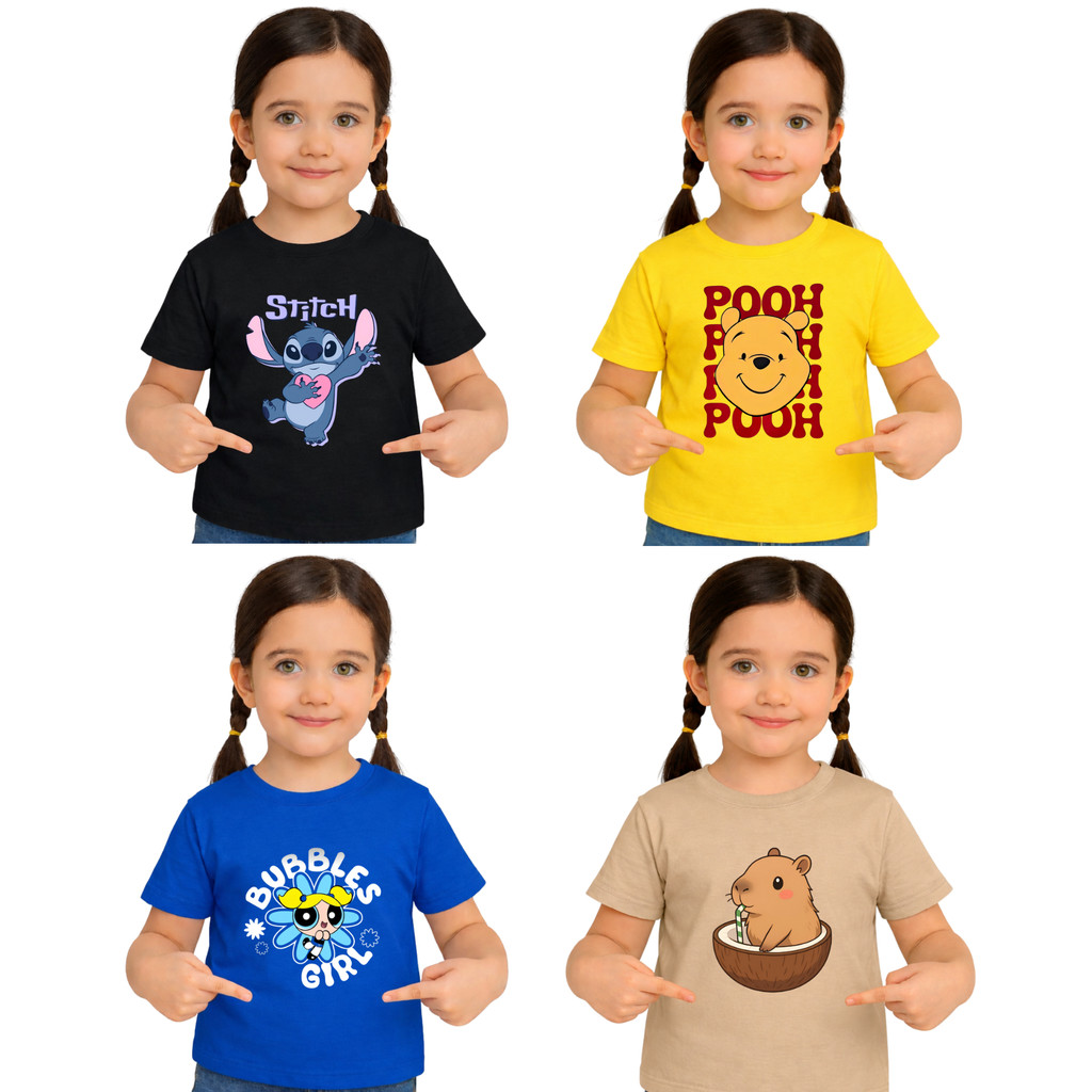 Kit 3 Camisetas Infantil Estampas Meninas100% Algodão | SORTIDAS | Envio Rápido em Oferta na Shopee