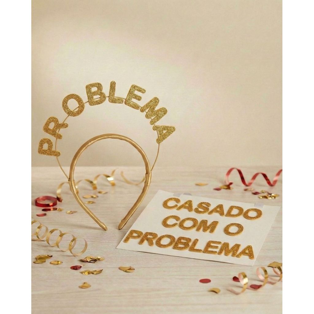 Kit Carnaval | Plaquinha e Tiara - Casado com o Problema