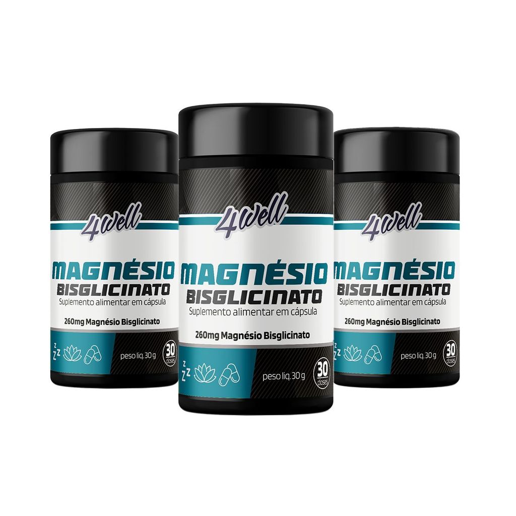 Magnésio Bisglicinato 4well 260mg - 60 cápsulas - Combo 3 potes em Oferta na Shopee
