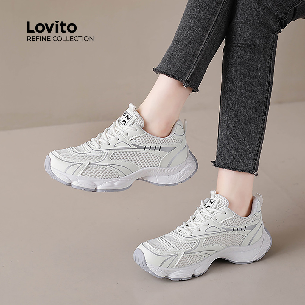(Lovito Refine) Tênis Casual Simples para Mulheres LR28E022 em Oferta na Shopee