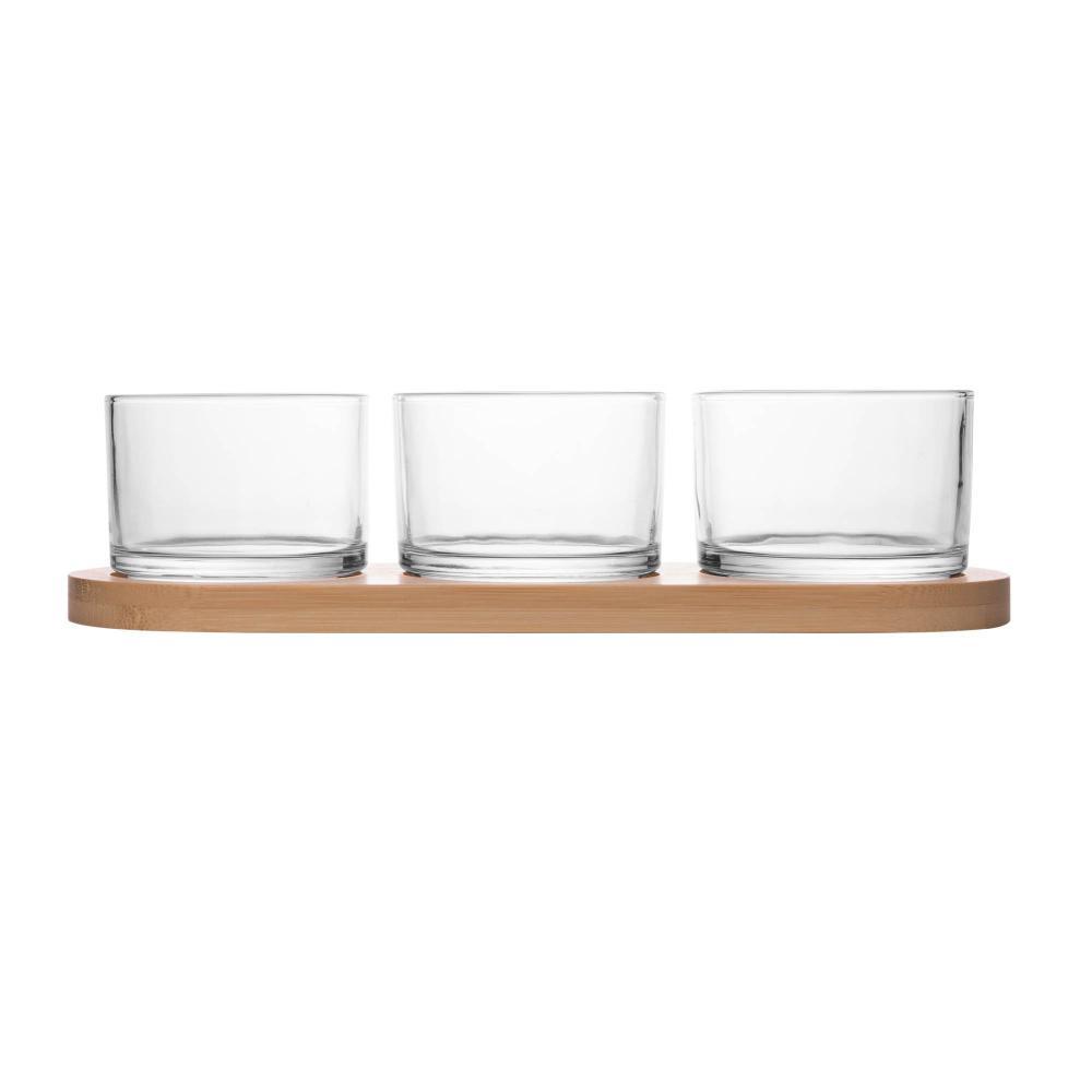 3 Petisqueiras Wolff Espátula e Bandeja Bambu Vidro — imagem 2 de 2