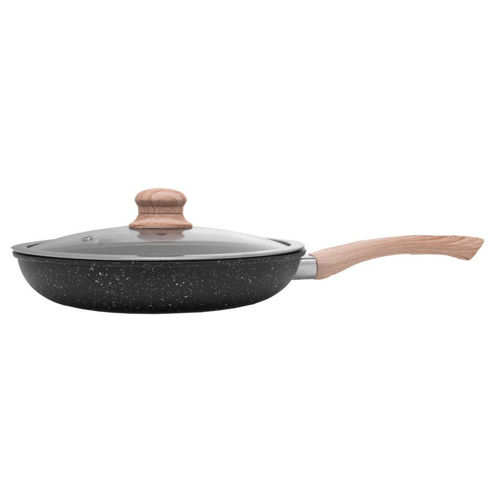 Frigideira de Indução com Tampa Vidro 24cm Granilite Preta
