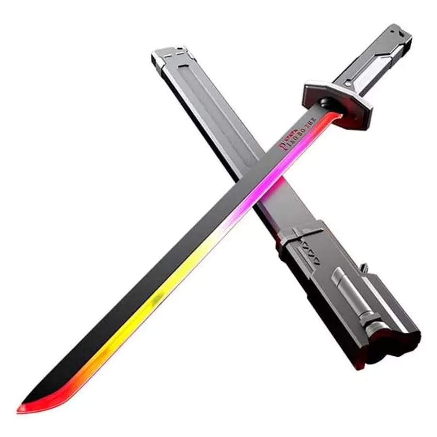 Espada Estilo Japonesa Katana Samurai Com Led RGB e Efeitos de Fumaça e Faísca Colecionável