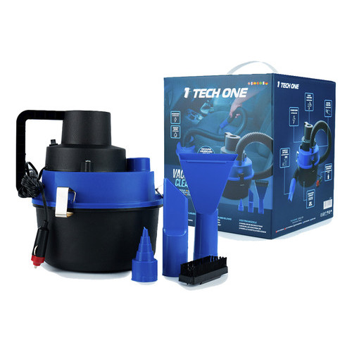 Aspirador Automotivo 90w De Pó E Liquido 12v Preto Tech One Azul