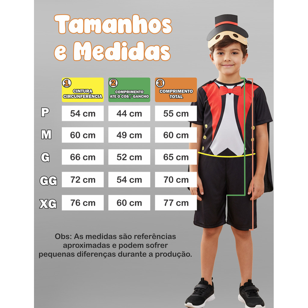 Fantasia Infantil Temática Mágico + Máscara de EVA