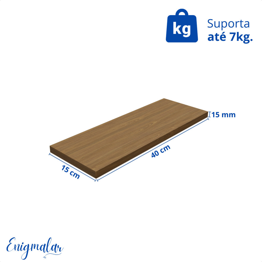 Kit 2 Prateleira Freijó 40X15 + Suporte Flutuante Mdf Organizadora Decoração Cozinha Banheiro Sala — imagem 2 de 2