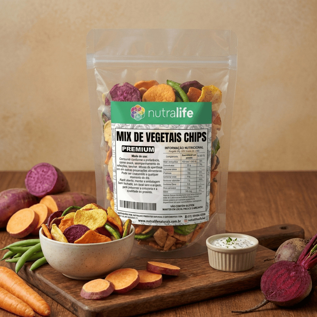Mix de Vegetais Chips Premium - Snack Crocante e Saudável Nutralife em Oferta na Shopee