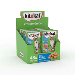 Kit Ração Úmida Kitekat Sachê Peixe ao Molho para Gatos Adultos 48 Unidades