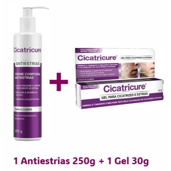 Kit Cicatricure Antiestrias Creme 250g + Cicatricure Gel 30g