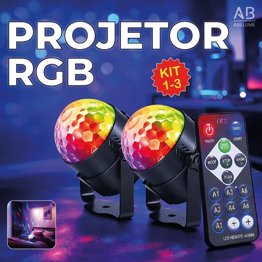 Globo de Luz Led RGB Com Efeito com Controle Remoto e Modos de Luzes Projetor de Luz em Oferta na Shopee