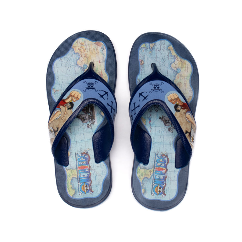 Chinelo Infantil Grendene One Piece Explorer com Luffy Azul em Oferta na Shopee