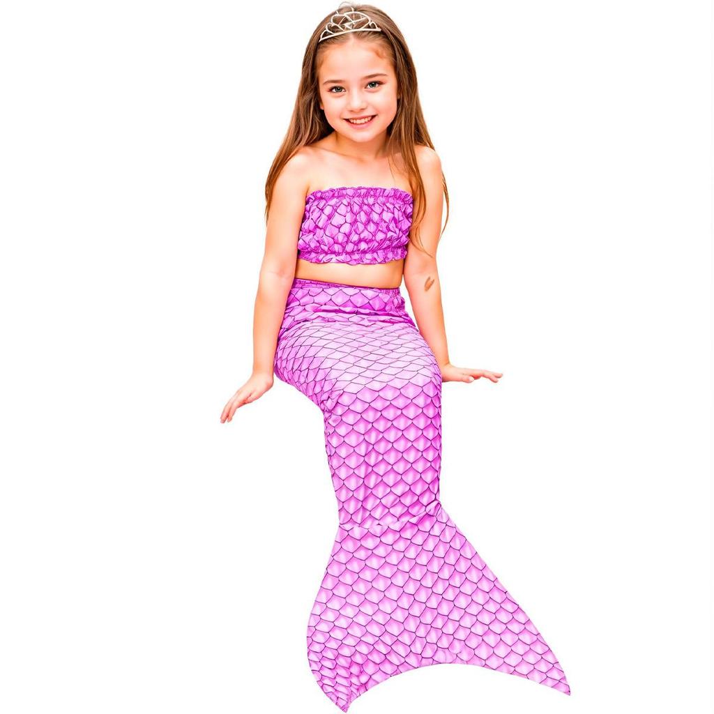 Fantasia Sereia Infantil Roxa com Nadadeira Cauda e Top Cor Exclusiva Fantasias Carol em Oferta na Shopee