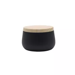 Lata de Metal com Tampa Estampa Madeira - Preto - 240ml - 7,5x5,5cm - 1 unidade - Rizzo