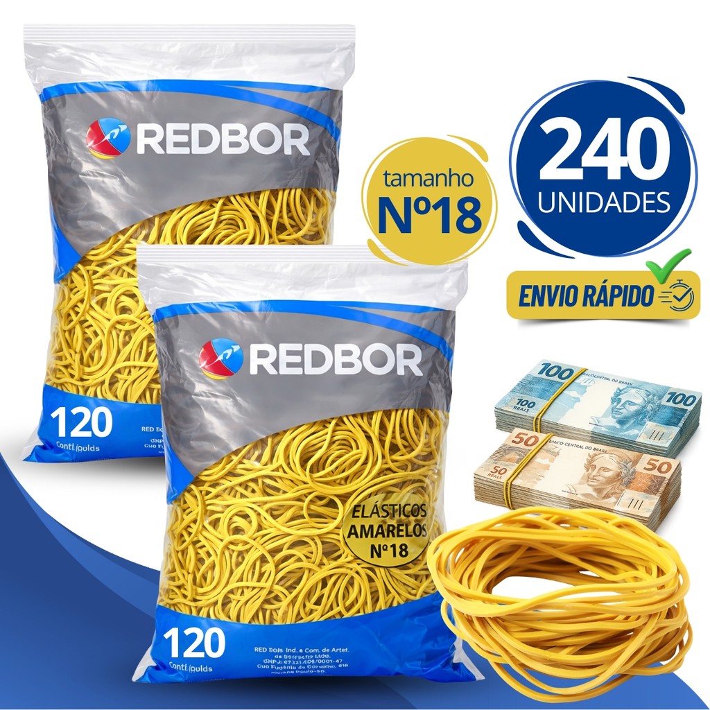 240 Elásticos De Borracha Pacote Nº18 Liga Liguinha Gominha Elástica P/ Dinheiro Comércio