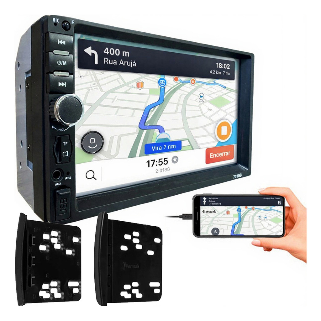 KIT CENTRAL MULTIMIDIA MP5 COM MOLDURA FORD KA FOCUS ESCORT RANGER F250 em Oferta na Shopee