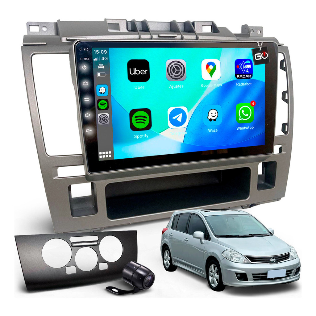 Kit Multimídia Mp10 Carplay Tiida Analog 2008 À 2013 9poleg