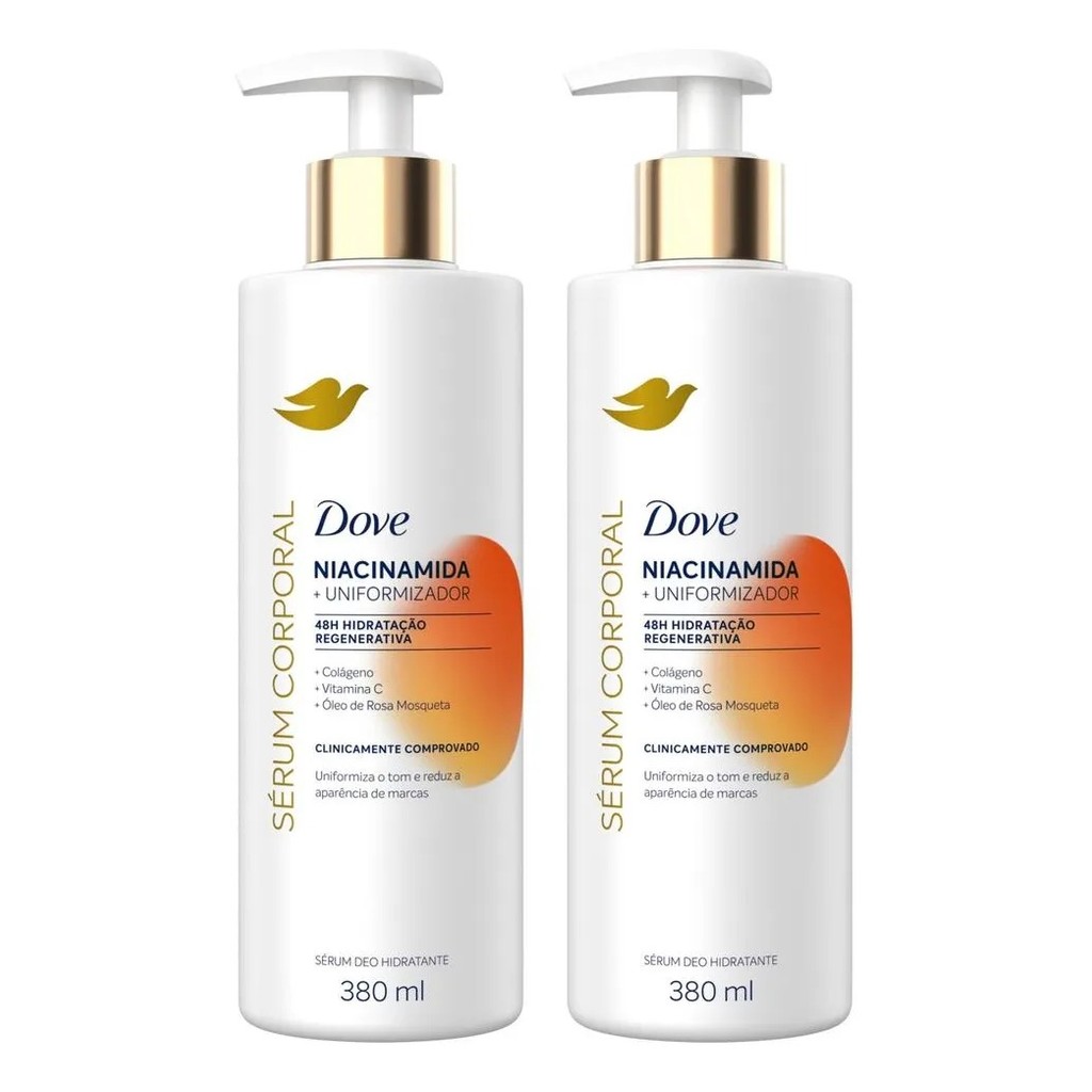 KIT C/ 2 DOVE SÉRUM CORPORAL NIACINAMIDA + UNIFORMIZADOR 380ML em Oferta na Shopee