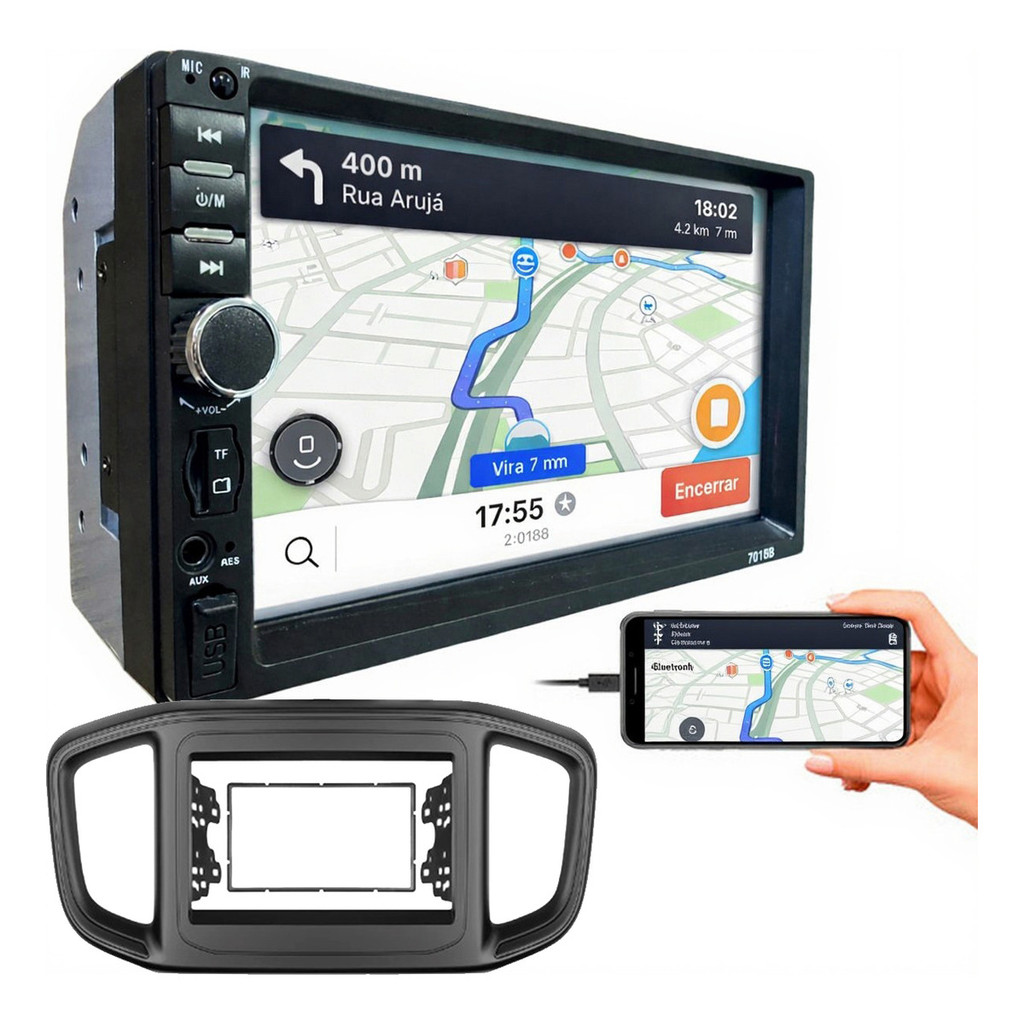 KIT CENTRAL MULTIMIDIA MP5 7 POL COM MOLDURA FIAT STRADA 2021 A 2023 FIORINO 2022 em Oferta na Shopee