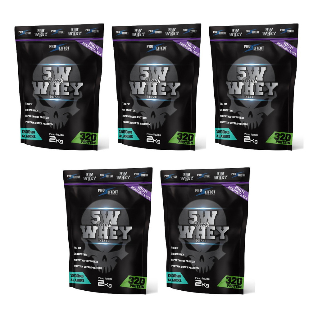 Combo Kit 5 Whey Protein 2kg 5w Dark Insane Isolado