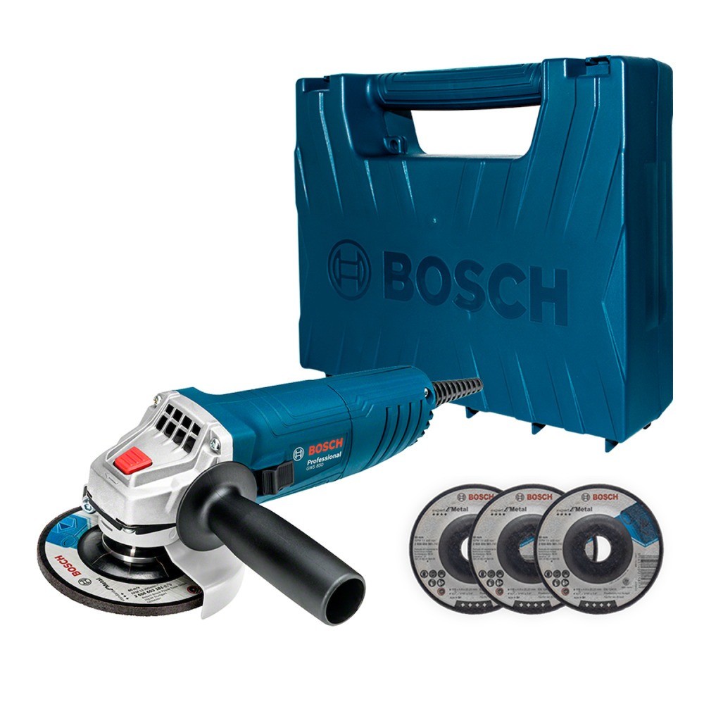 Esmerilhadeira angular 4.1/2pol 850W com 3 Discos GWS 850 Bosch