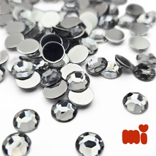 Chaton Diamante Redondo 8mm em Acrílico Base Reta - 100 peças | Para Colagem em Artesanato, Moda e Decoração em Oferta na Shopee