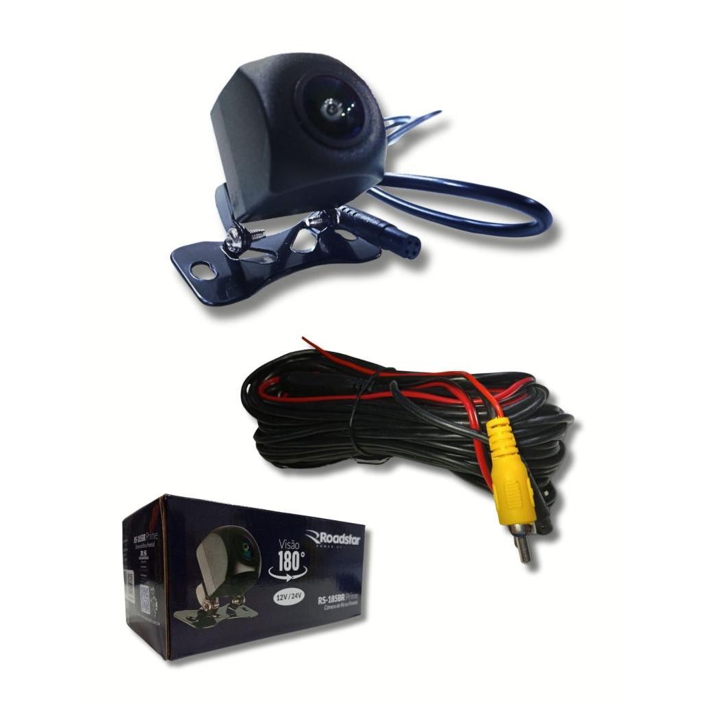 Câmera de Ré Frontal Roadstar RS-185BR PRIME 15 Metros Cabo 12 24 Volts Carros Universal