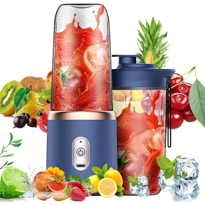 Imagem Mini Liquidificador Espremedor Elétrico Portátil 400 mL De Suco Misturador Leite Smoothie