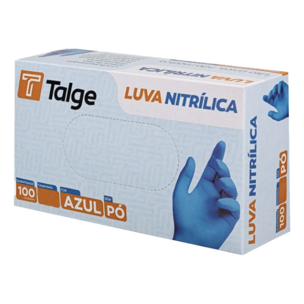 Luvas Nitrílica Descartáveis Antiderrapantes 100 Unid Azul G