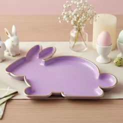Bandeja Decorativa de Páscoa - Coelho Lilás - 24cm - 1 unidade - Só Boleiras - Rizzo