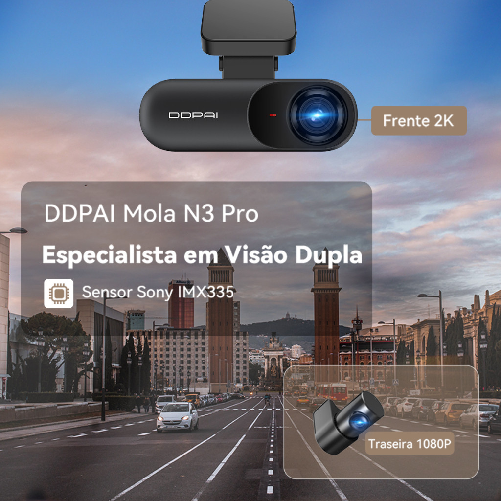 Câmera Para Carro Ddpai Mola N3 Pro Gps Dual-channel