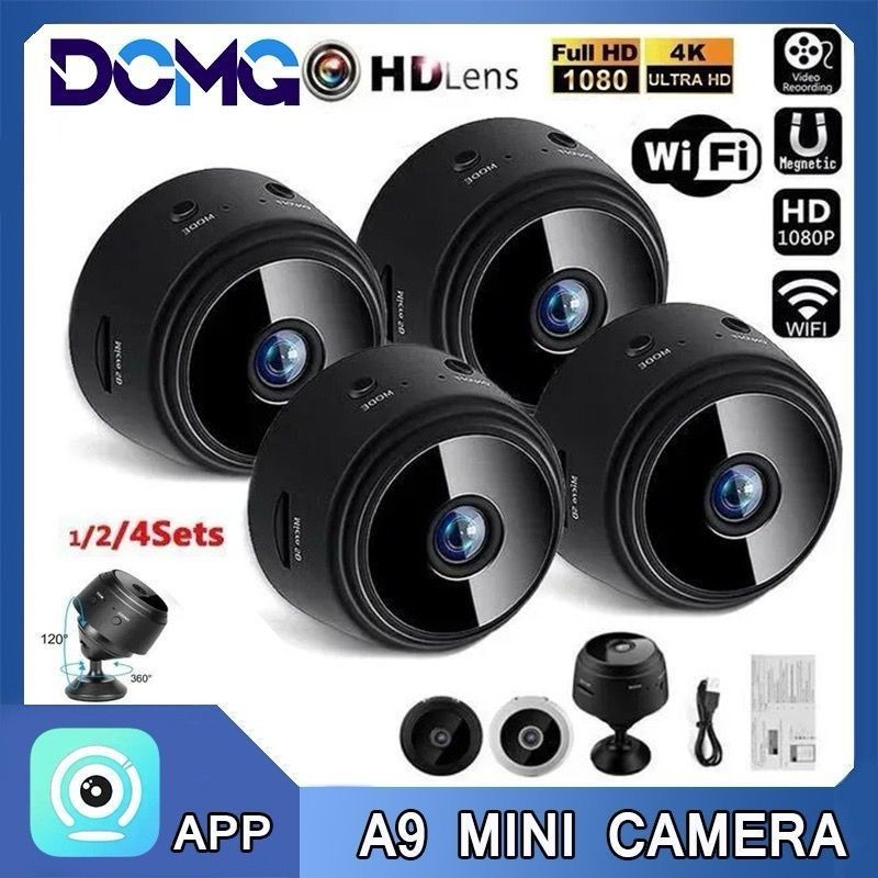 Kit 1/2/3/4 Câmeras A9 HD Mini com visão noturna Wifi Câmera 1080P Vigilância Envio Imediato