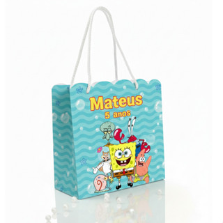 Kit 40 Sacolinha Personalizadas De Festa Infantil Bob Esponja Nome Idade em Oferta na Shopee