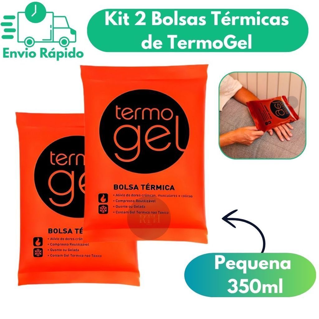 Kit 2 Bolsas Térmicas TermoGel Pequenas Para Compressa Quente Ou Fria 350ML Alivio De Dores