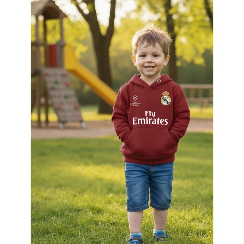 Moletom Canguru Infantil Com Capuz estampado REAL MADRID  Lançamento