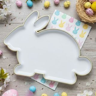 Bandeja Decorativa de Páscoa - Coelho Branco - 24cm - 1 unidade - Só Boleiras - Rizzo em Oferta na Shopee