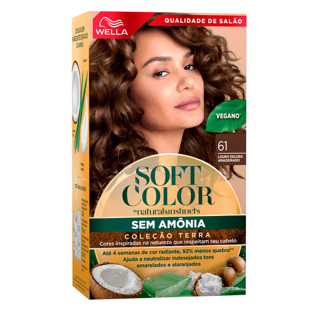 Tintura Soft Color Sem Amônia Coleção Terra Louro Escuro Amadeirado 61 em Oferta na Shopee