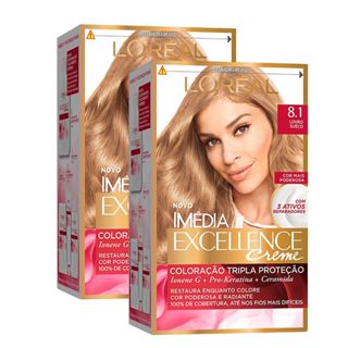 Kit 2 Tintura Creme Imédia Excellence L'oréal Louro Sueco 8.1 Kit em Oferta na Shopee