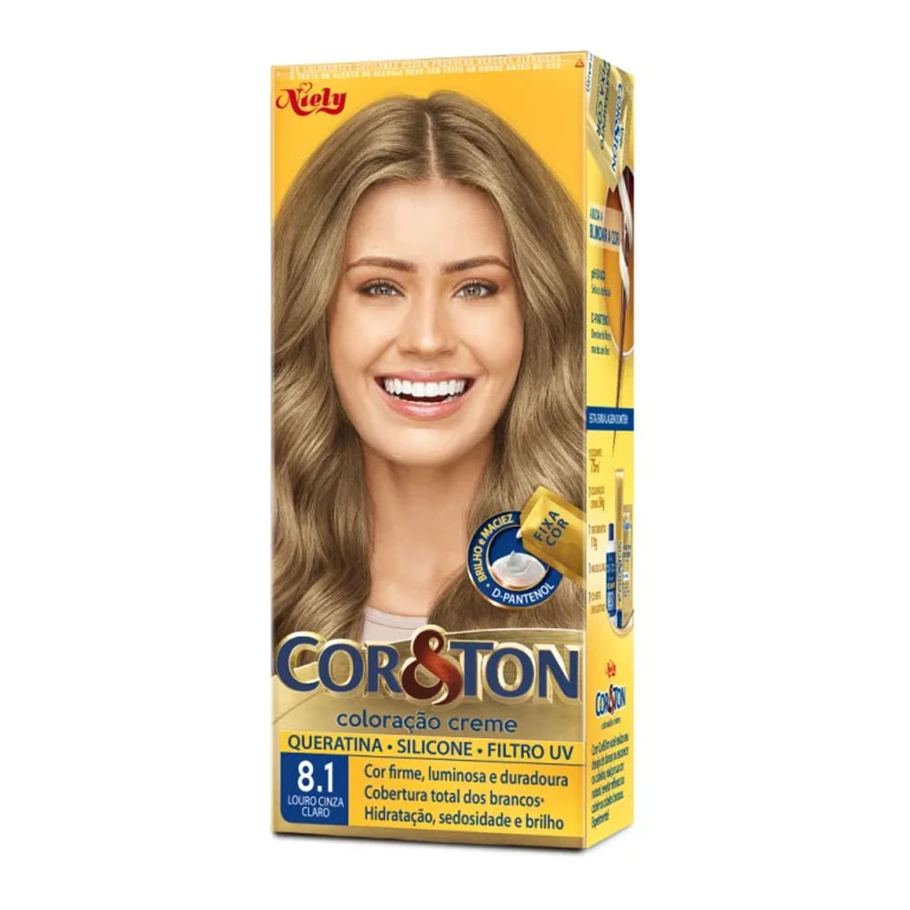 Tintura Creme Cor & Ton Louro Cinza Claro 8.1 em Oferta na Shopee