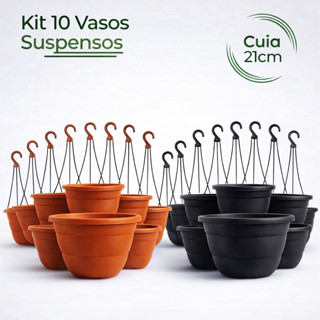Kit 10,20,30 ou 50 Vasos Cuia 21cm Terracota Marrom/Preto com Haste 43cm Resistente Ideal p Rosa do Deserto Cor Ceramica em Oferta na Shopee