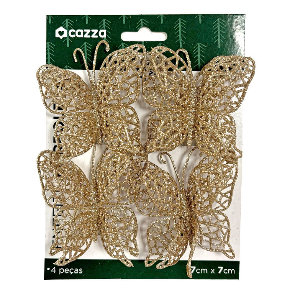 Enfeite Borboleta 7cm c 4 CV244472 Cazza Champagne em Oferta na Shopee