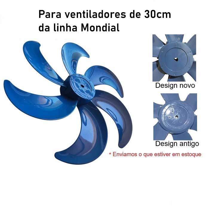 HÉLICE para o Ventilador MONDIAL 30CM 6 PÁS - AZUL - Eixo meia-lua (adaptável)