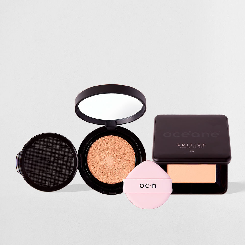 Kit Base Líquida Cushion 30 + Pó Compacto Biscuit Océane Edition (2 Produtos) em Oferta na Shopee